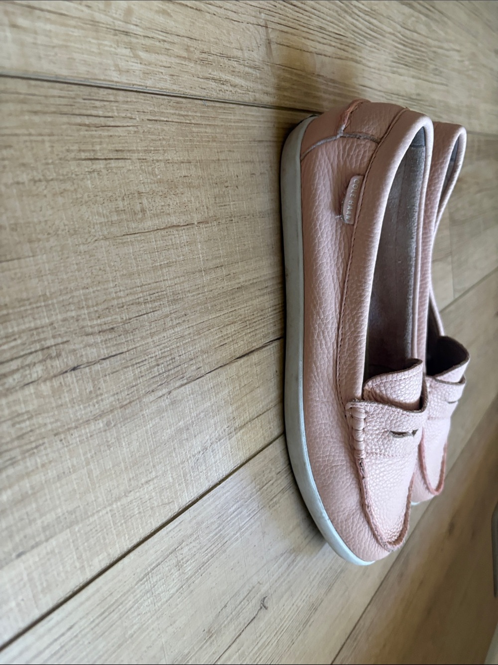 Cole Haan Blush Pink Pebbled Leather Penny Loafers Woman’s size 10 - Picture 2 of 5